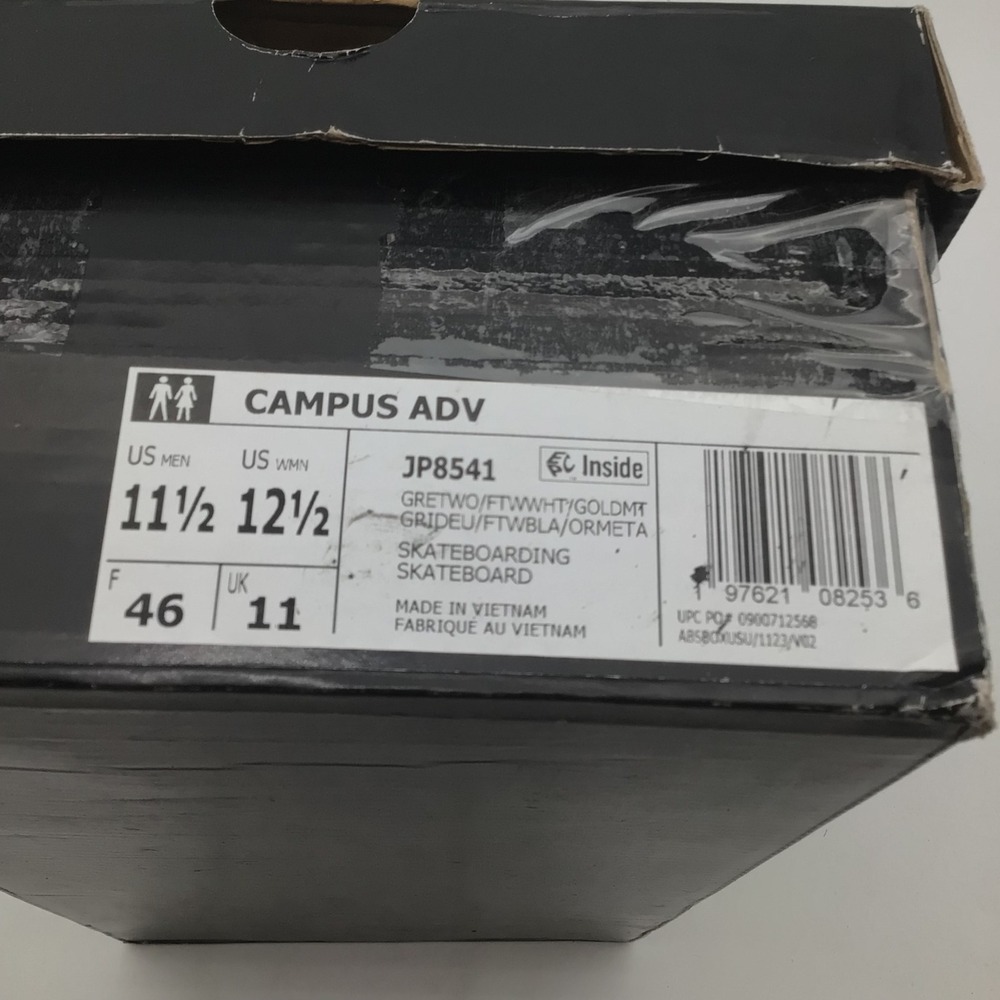 Adidas Campus ADV Mens Size 11.5 Grey White Suede Skate Shoes JP8541 NEW - Picture 7 of 7
